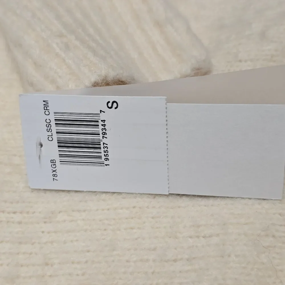 French Connection Fluffy Knit V-Neck Oversized Wool Blend Cream Sweater S NWT - Picture 9 of 15
